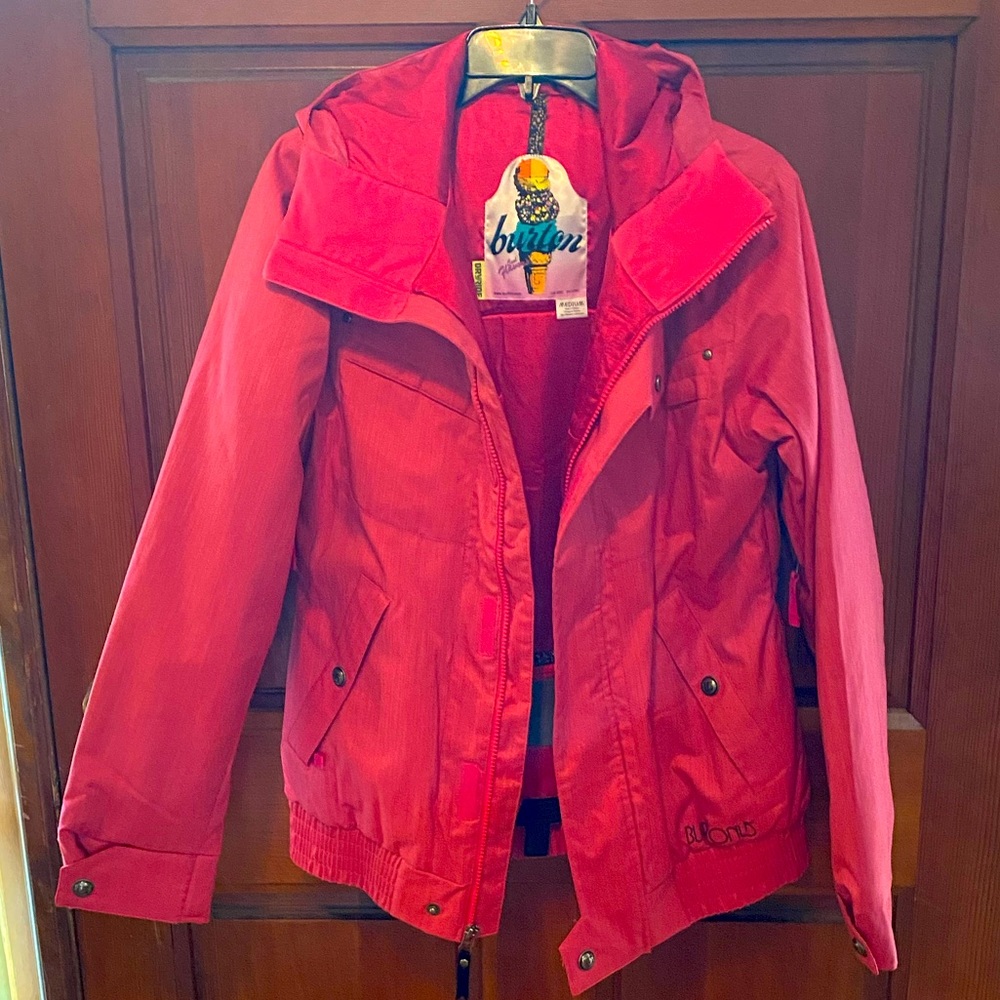 Burton dryride pink ski snow hooded jacket women’s size medium